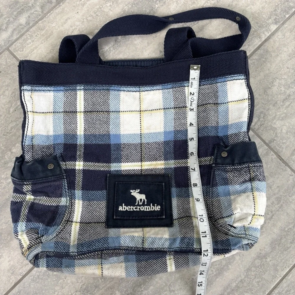 Vintage Y2K Abercrombie Reversible Blue Plaid Tote Bag Y2K!